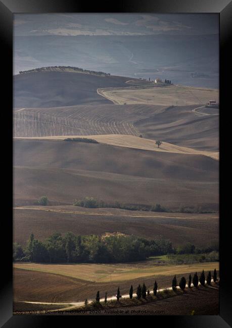 Rolling Tuscan Hills Framed Print by Beverley Middleton