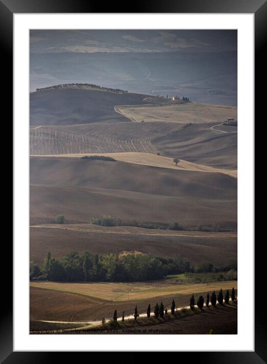 Rolling Tuscan Hills Framed Mounted Print by Beverley Middleton