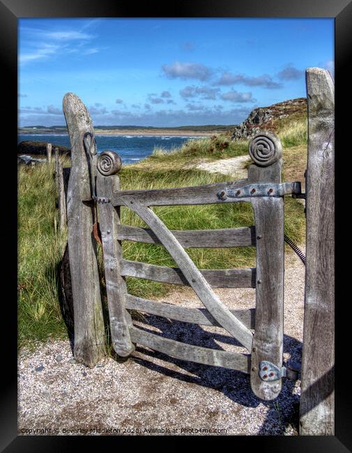 celtic gate on Anglesey Framed Print by Beverley Middleton