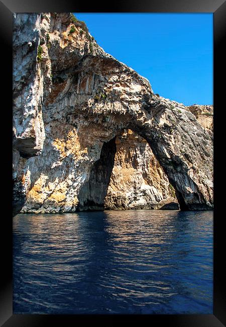 Blue Grotto by Boat Framed Print by Shaun Devenney