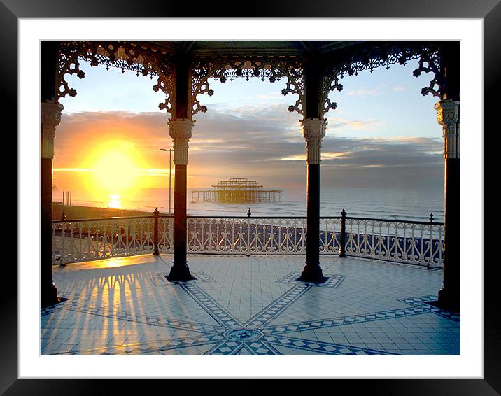 Bandstand winter solstice Framed Mounted Print by Terry Busby