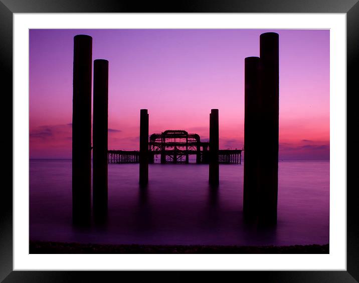 West Pier sunset 2 Framed Mounted Print by Terry Busby