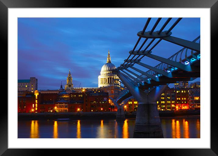 St Pauls Cathedral & Millennium Bridge Framed Mounted Print by subha pattnaik