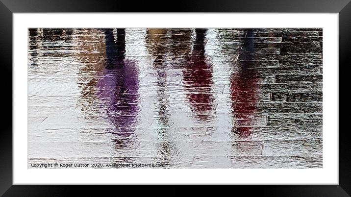 Vibrant Mauve Reflections in Rainy Rome Framed Mounted Print by Roger Dutton