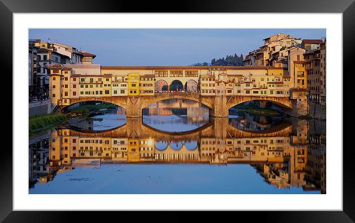 Ponte Vecchio Reflections Framed Mounted Print by Steve Wilcox