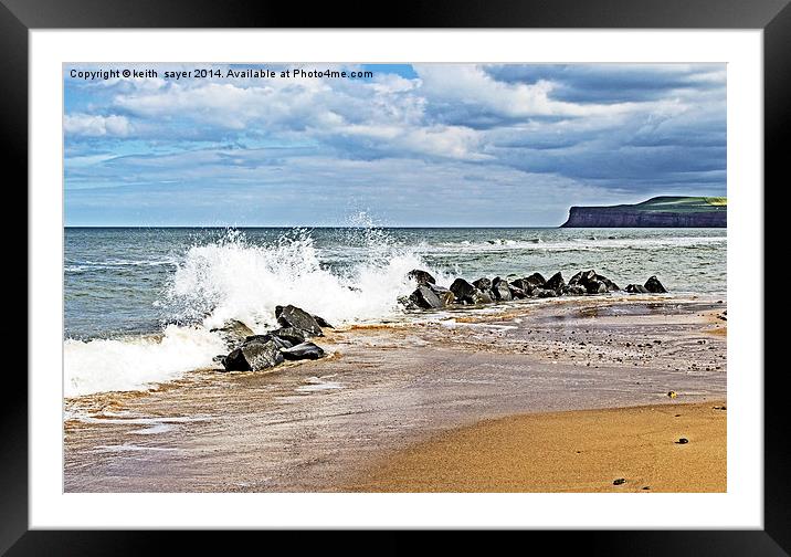 Breaking Waves on Marske Beach Framed Mounted Print by keith sayer
