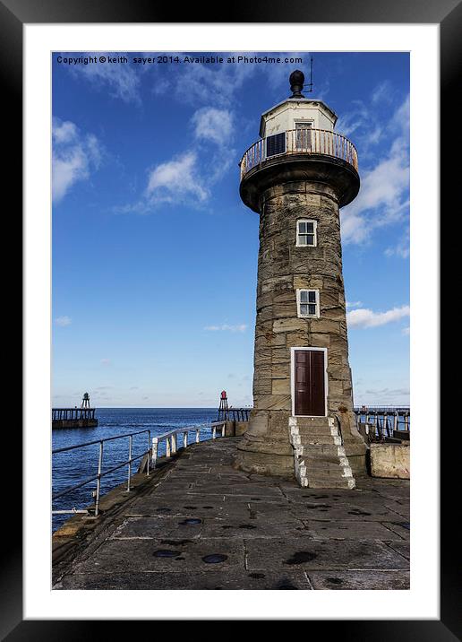  East Pier Lighthouse Whitby Framed Mounted Print by keith sayer