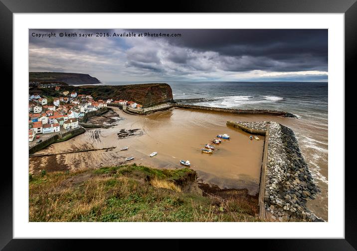 Staithes from the East cliff Framed Mounted Print by keith sayer