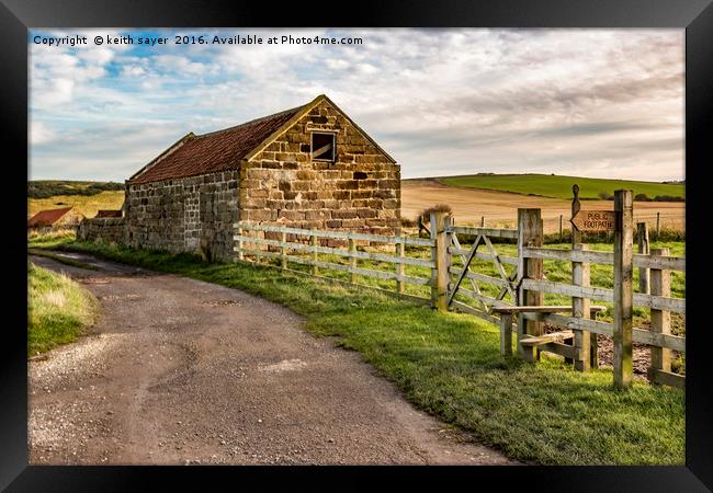 Rustic Charm: A Small Barn in the Yorkshire Countr Framed Print by keith sayer