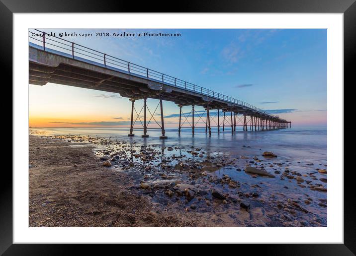 Saltburn as the sun goes down Framed Mounted Print by keith sayer