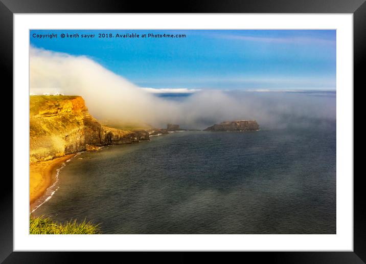 Saltwick Bay as the fog rolls in  Framed Mounted Print by keith sayer