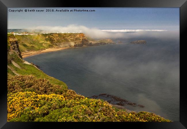 Sea fret at Saltwick Bay Framed Print by keith sayer