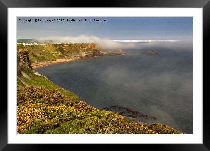 Sea fret at Saltwick Bay Framed Mounted Print by keith sayer