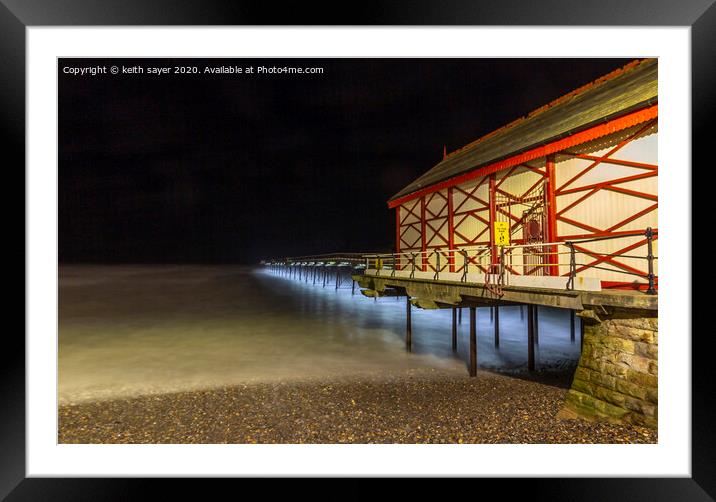 Saltburn pier with the lights on  Framed Mounted Print by keith sayer