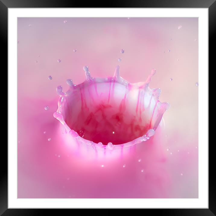 Pink milkshake drop Framed Mounted Print by Elizma Fourie