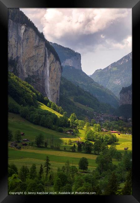 Lauterbrunnen Valley - Staubach Waterfall - Switzerland Framed Print by Jenny Rainbow