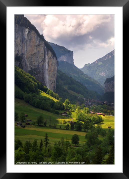 Lauterbrunnen Valley - Staubach Waterfall - Switzerland Framed Mounted Print by Jenny Rainbow