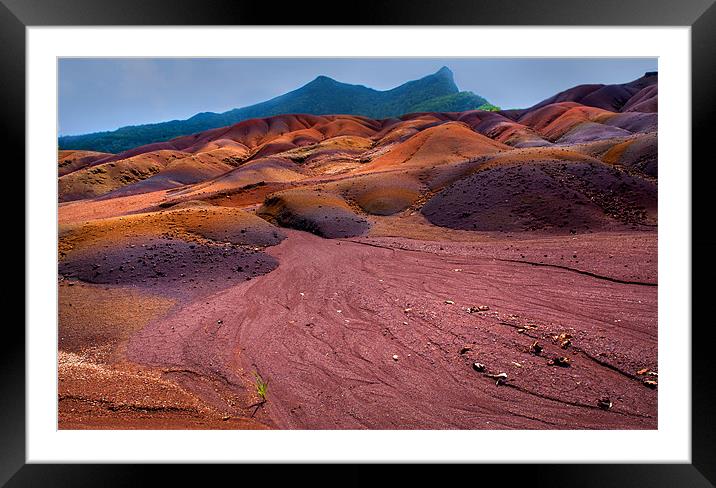Seven Colored Earth in Chamarel II. Mauritius Framed Mounted Print by Jenny Rainbow