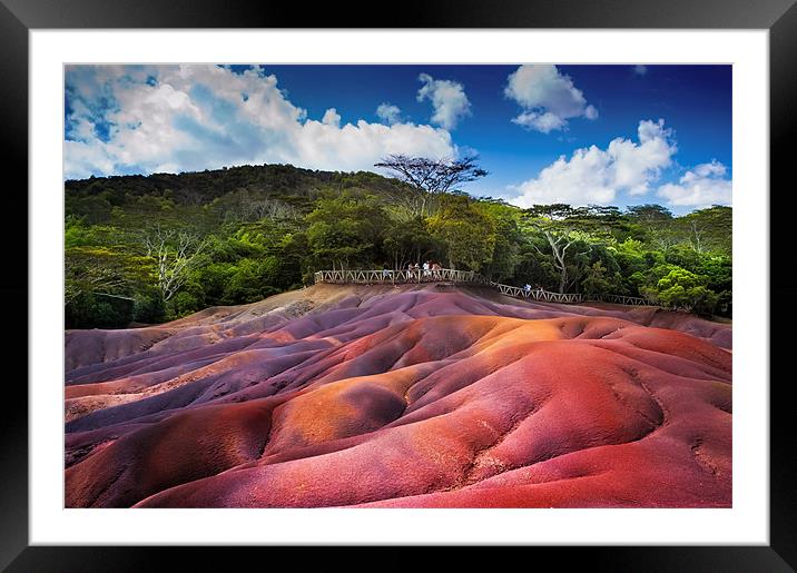 Seven Colored Earth in Chamarel. Mauritius Framed Mounted Print by Jenny Rainbow