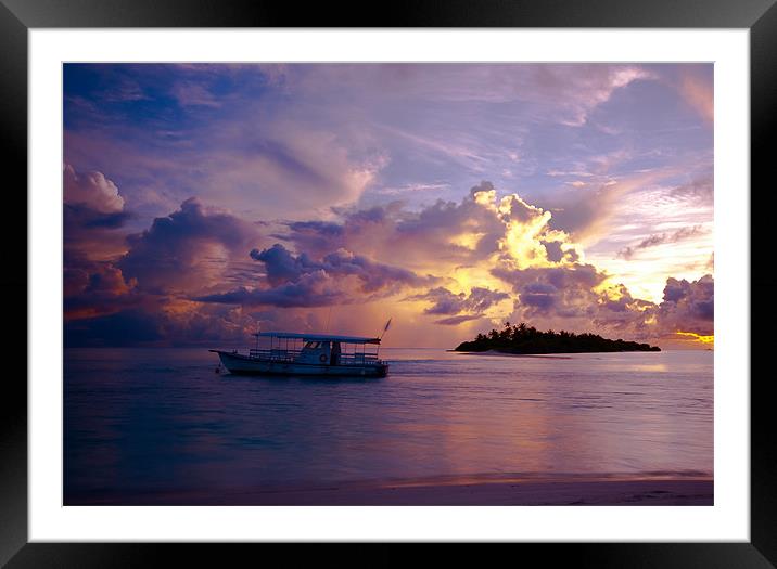 Magic Sky. Maldivian Island Framed Mounted Print by Jenny Rainbow