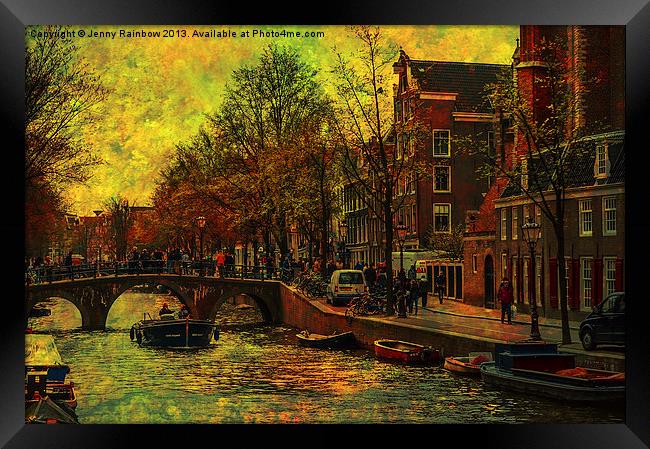 I AMsterdam. Vintage Amsterdam in Golden Light Framed Print by Jenny Rainbow