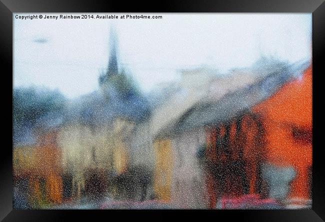  Rain. Carrick on Shannon. Impressionism  Framed Print by Jenny Rainbow