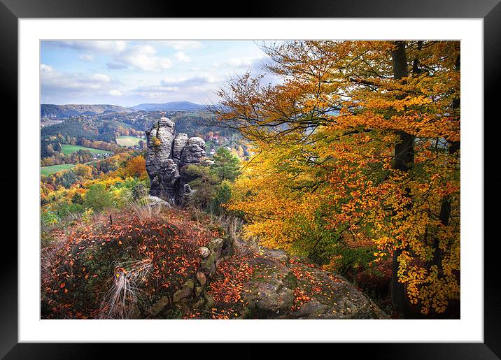  The Touch of Gold. Saxon Switzerland  Framed Mounted Print by Jenny Rainbow