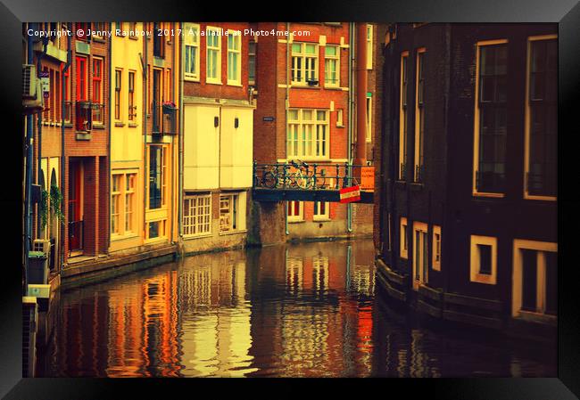 Golden Amsterdam Reflections                       Framed Print by Jenny Rainbow