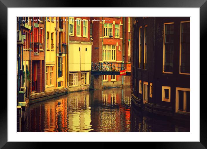 Golden Amsterdam Reflections                       Framed Mounted Print by Jenny Rainbow