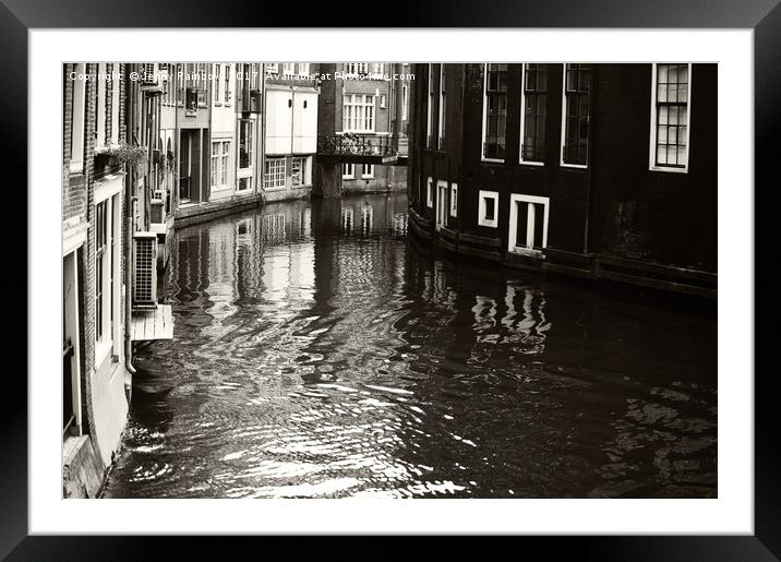 Rhythms of Amsterdam Reflections. Black and White Framed Mounted Print by Jenny Rainbow