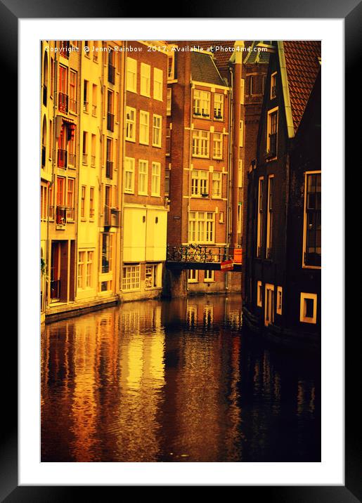 Golden Hour Reflections in Amsterdam Framed Mounted Print by Jenny Rainbow