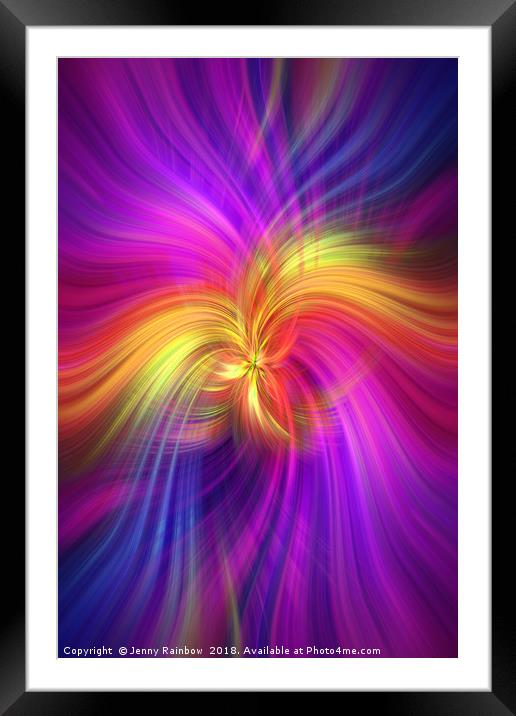 Purple violet yellow colored abstract. Concept Bird of Paradise Framed Mounted Print by Jenny Rainbow