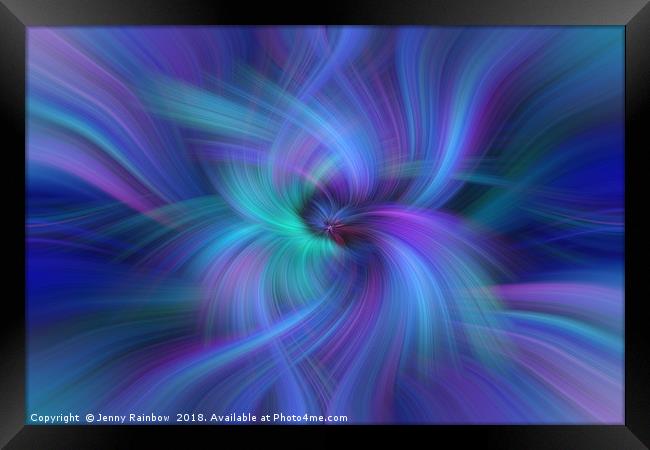 Blue Purple Green abstract. Concept  Oneness with the Universe Framed Print by Jenny Rainbow