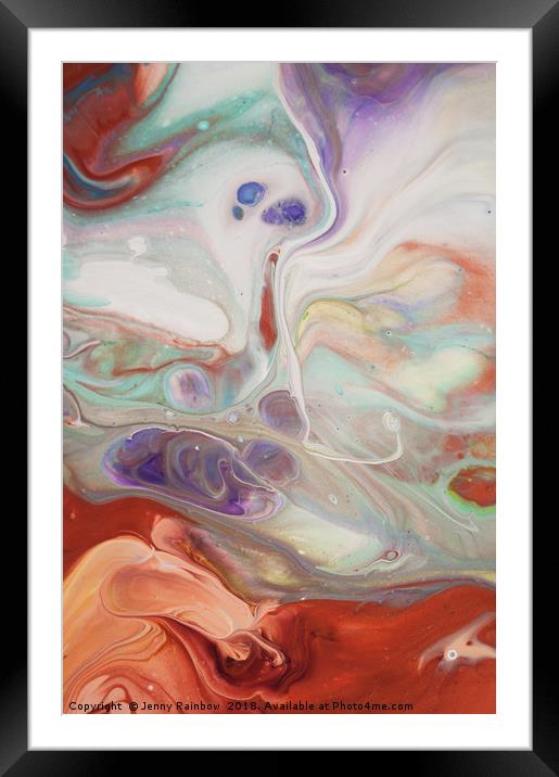 Alien Worlds. Vertical. Abstract Fluid Acrylic Pai Framed Mounted Print by Jenny Rainbow
