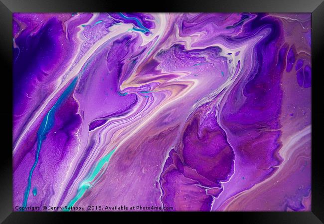 Pacific Ocean Flows. Abstract Fluid Acrylic Painti Framed Print by Jenny Rainbow