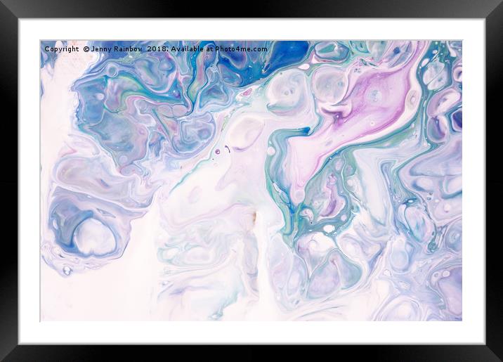 Underwater Worlds Fragment 2.  Abstract Fluid Acry Framed Mounted Print by Jenny Rainbow