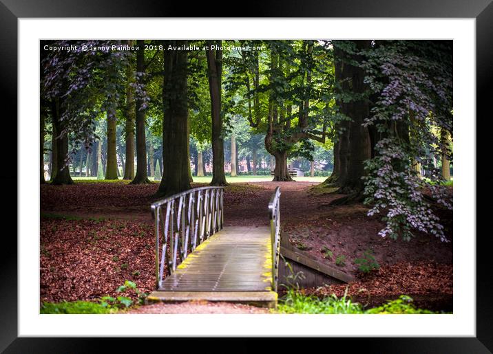 Romantic Bridge to Shadow Place. De Haar Castle Framed Mounted Print by Jenny Rainbow