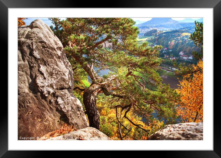 On The Edge. Saxon Switzerland Framed Mounted Print by Jenny Rainbow