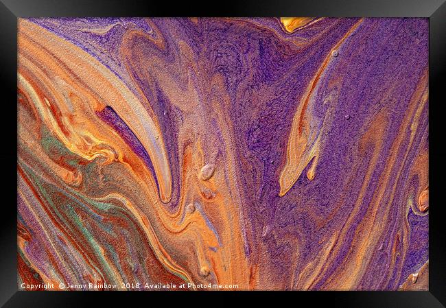 Purple Vibrations. Acrylic Fluid Paints Framed Print by Jenny Rainbow