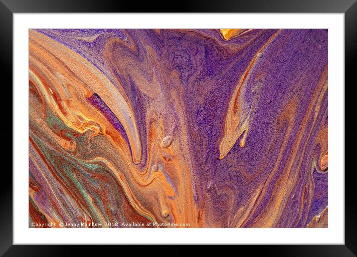 Purple Vibrations. Acrylic Fluid Paints Framed Mounted Print by Jenny Rainbow