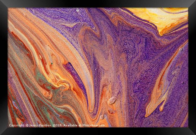 Purple Vibrations 1. Acrylic Fluid Paints Framed Print by Jenny Rainbow