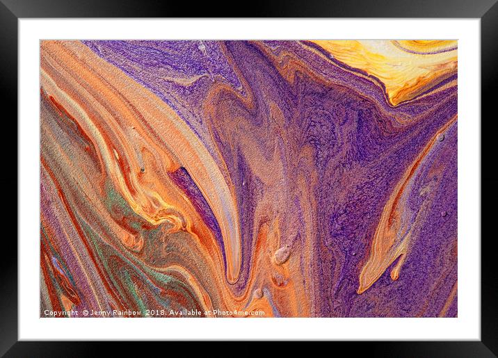 Purple Vibrations 1. Acrylic Fluid Paints Framed Mounted Print by Jenny Rainbow