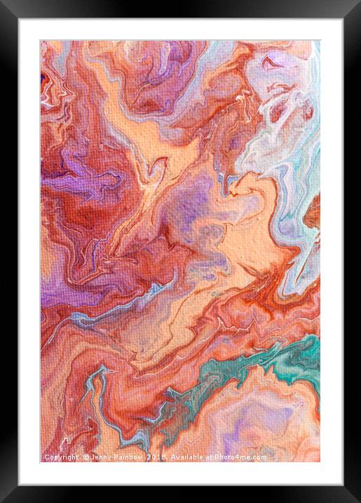 Persian Spring Fragment. Fluid Acrylic Painting Framed Mounted Print by Jenny Rainbow