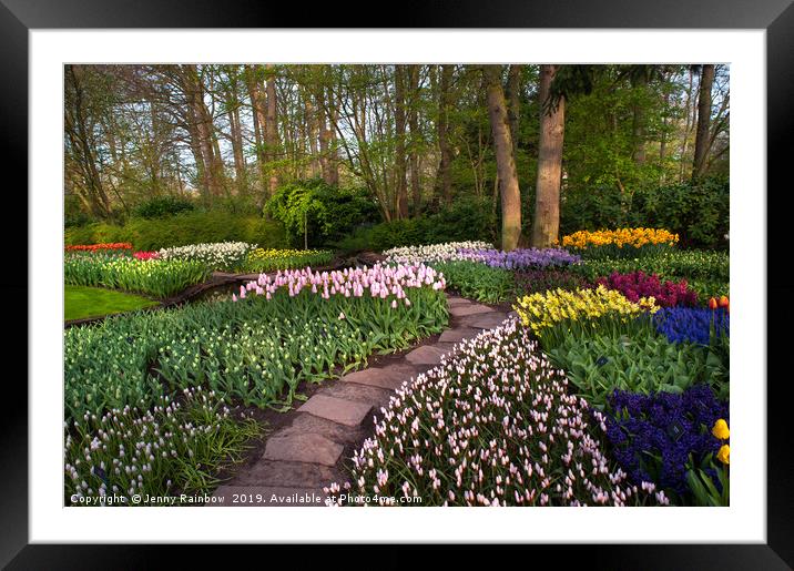 Pathway through Keukenhof Flowerbeds 1 Framed Mounted Print by Jenny Rainbow