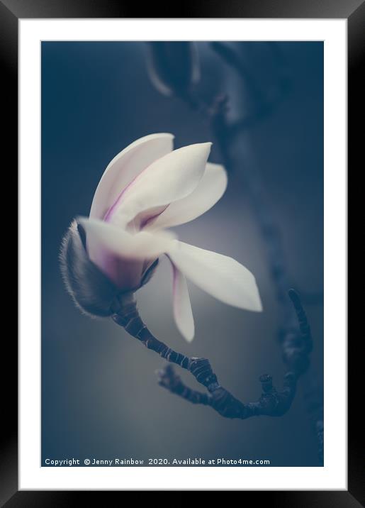 Zen Magnolia New Blooms Boho Style Framed Mounted Print by Jenny Rainbow