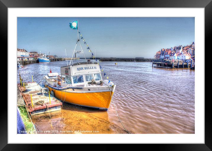 Boats in Whitby Harbour. Framed Mounted Print by colin potts
