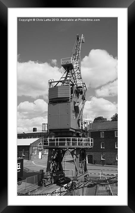 Crane (Greyscale) Framed Mounted Print by Chris Latta