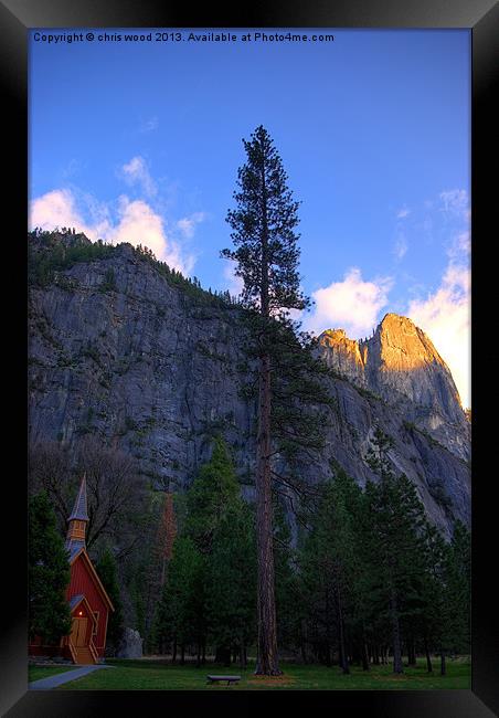 Yosemite Valley Chapel at Sunset Framed Print by chris wood