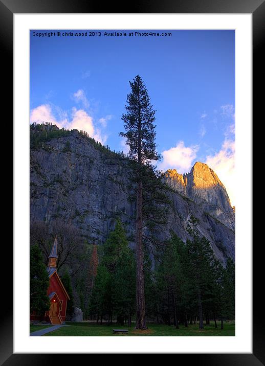 Yosemite Valley Chapel at Sunset Framed Mounted Print by chris wood