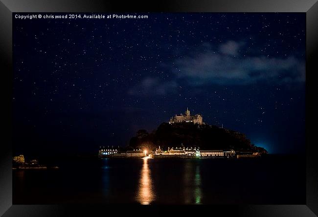 St Michaels Mount by night Framed Print by chris wood